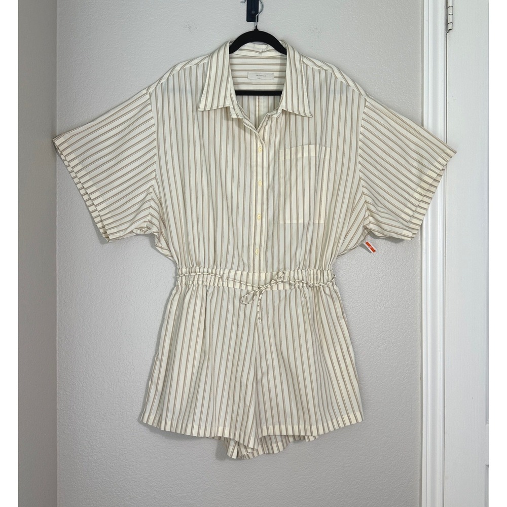 Faithfull the Brand Faia Playsuit Romper Butter Stripe 10, Minimalist Relaxed - Picture 4 of 16